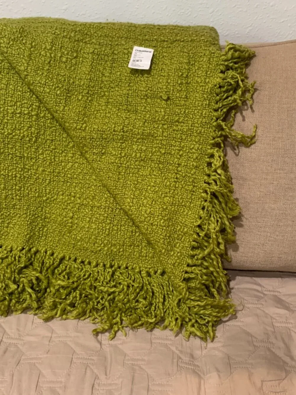 Crate & Barrel Cambria throw green 40x70 Inch #440-035 New